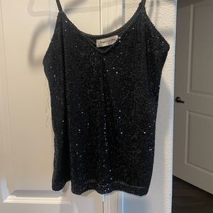 Black Sequin Tank Top